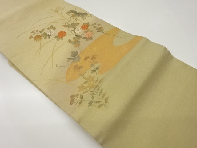 金通し金彩秋草模様刺繍名古屋帯